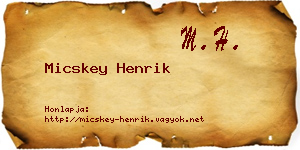 Micskey Henrik névjegykártya